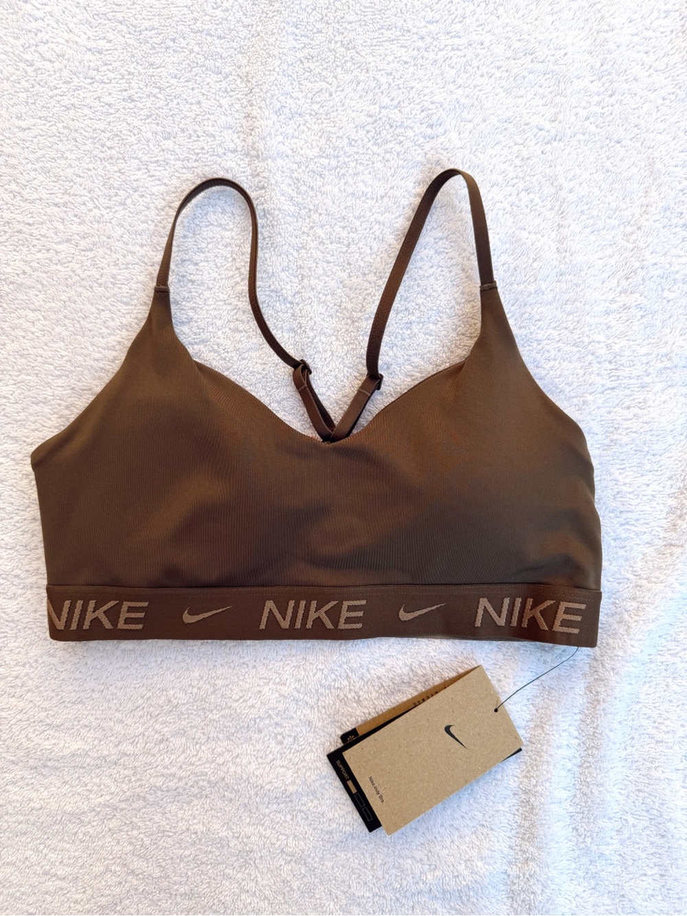 NEW WITH TAGS- Nike Brown Wireless Light Support Sports Bra